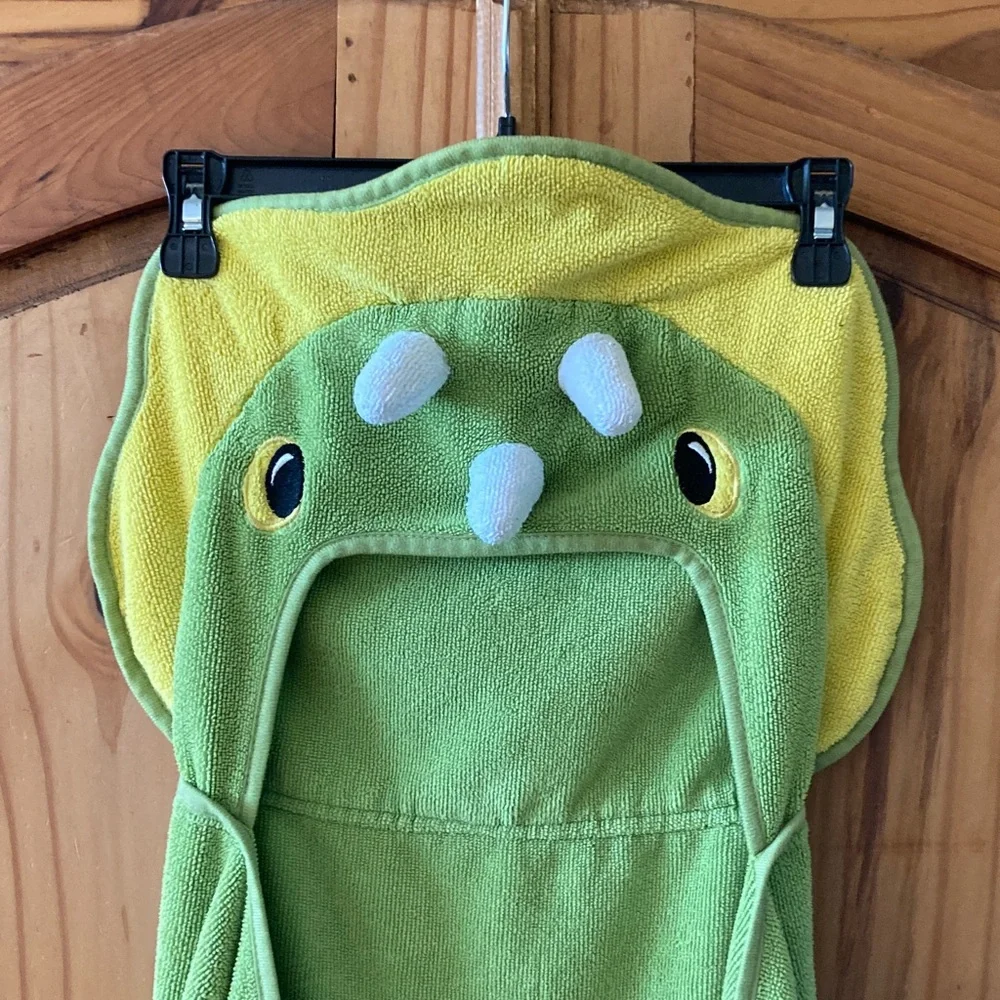Boys Circo green triceratops dinosaur hooded towel